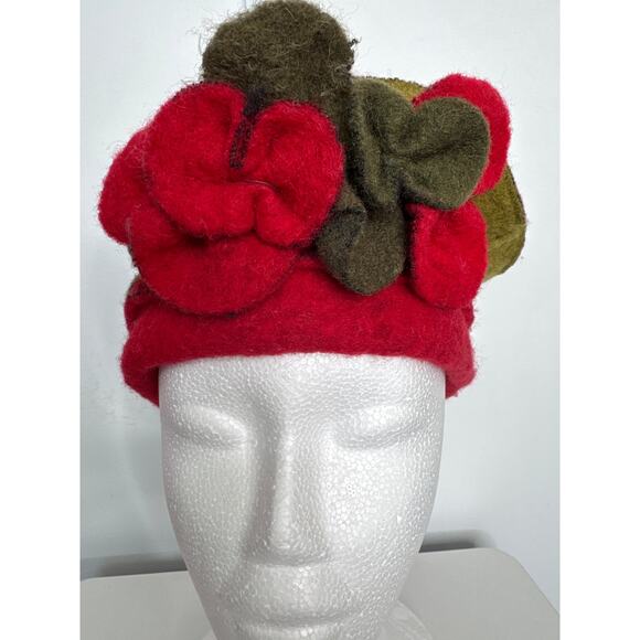 Vintage 1990s Italian Felt Rose Statement Hat Platania Wool Blend main image 5
